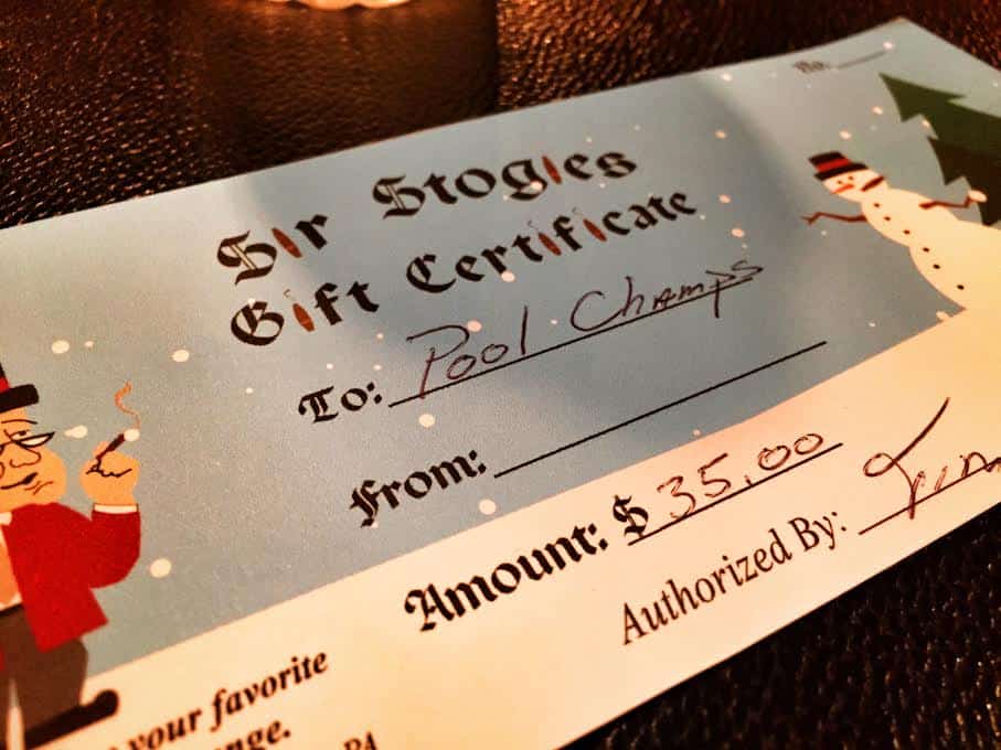 Sir Stogies Pool Tournament - Champions