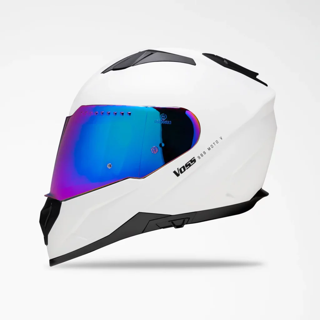 Voss 989 Moto-V in Matte White with Iridium Shield