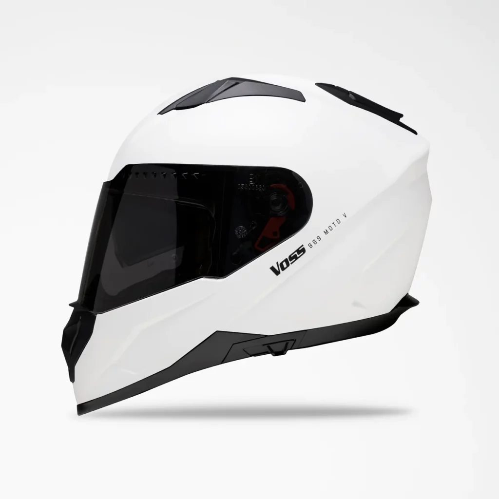 Voss 989 Moto-V in Matte White with Dark Smoke Shield