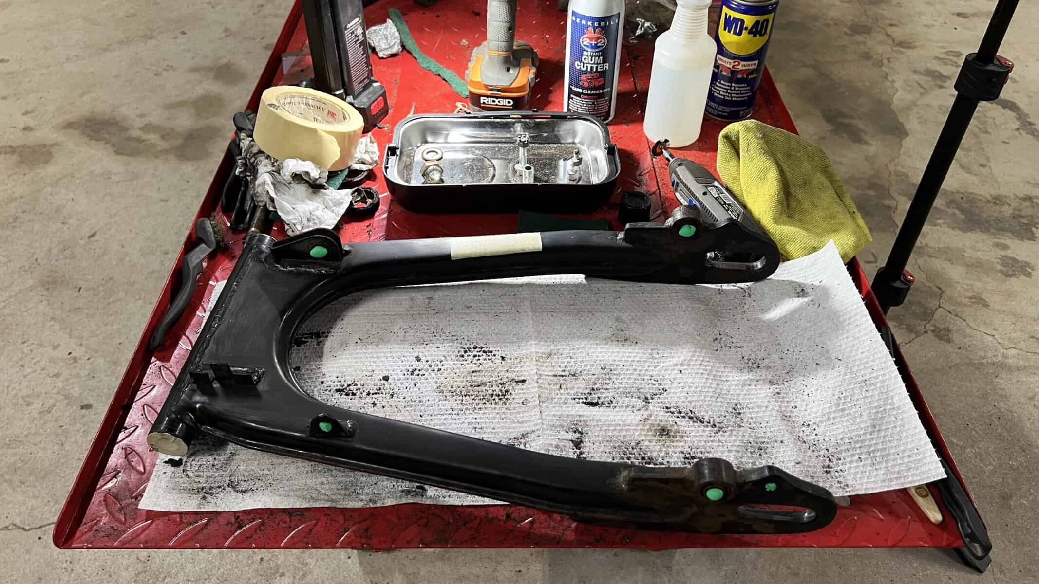 Honda CB750F Rear Fork Cleaning - 2