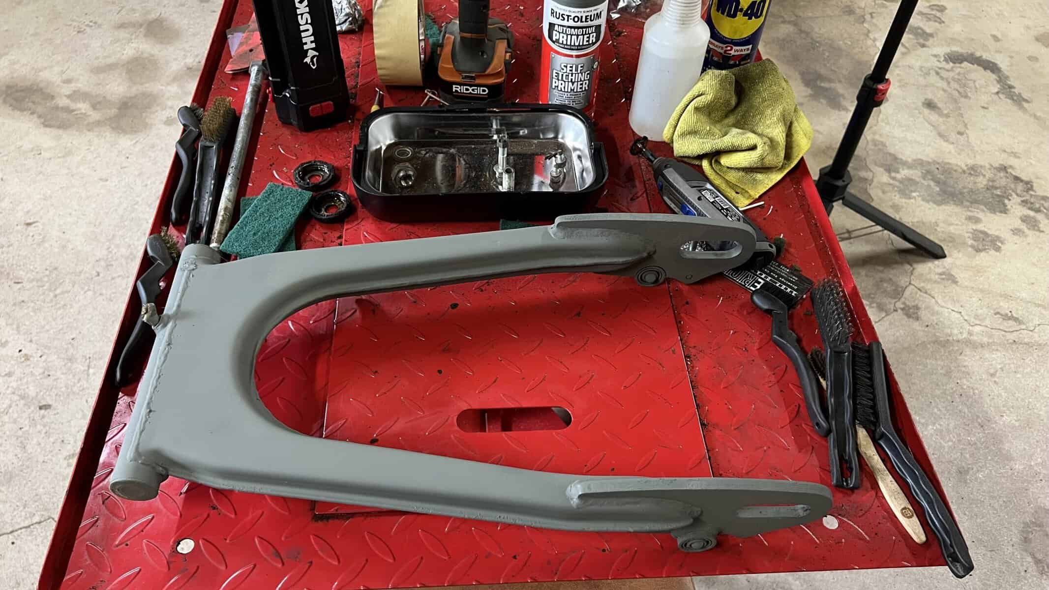 Honda CB750F Rear Fork Cleaning - 3
